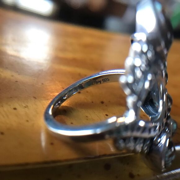 Natural Turquoise Sterling Silver Ring Size 6 - Picture 6 of 8